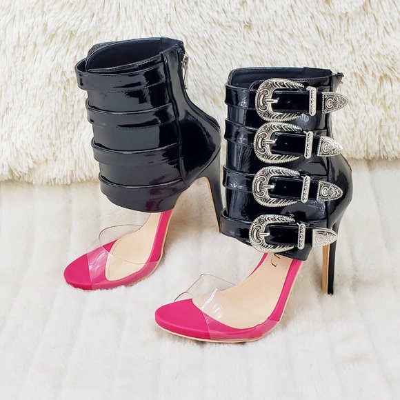 Western Inspired Buckle Multi Strap 5" High Heel Bridget - Picture 11 of 11